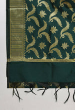 Thumbnail for Mominos Fashion Moeza Women's Banarsi Silk Floral Woven Design Bottle Green Dupatta - Distacart