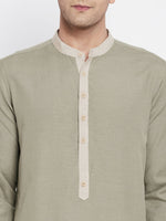 Thumbnail for Even Apparels Green Pure Cotton Men's Kurta With Contrast Collar And Placket - Distacart
