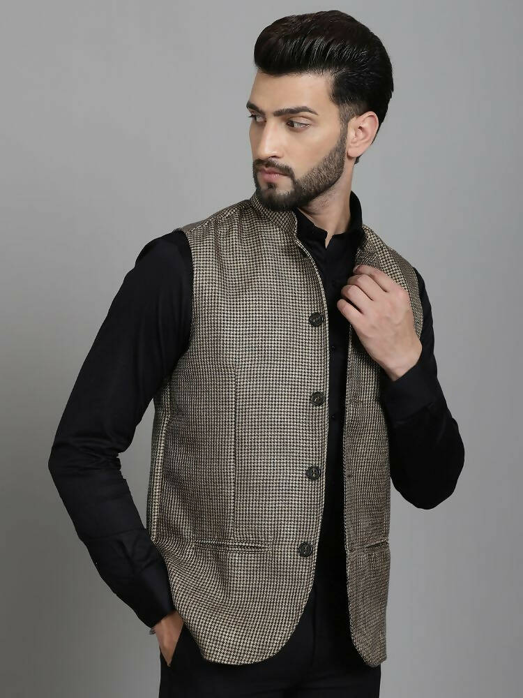 Even Apparels Nehru Jacket With Welt Pockets - Beige - Distacart
