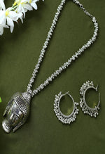 Thumbnail for Mominos Fashion Johar Kamal Silver-Plated Brass Finish Budha Long Neckalce For Women - Distacart