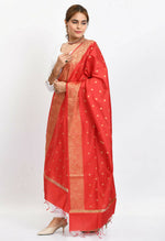 Thumbnail for Mominos Fashion Moeza Women's Banarsi Silk Woven Design Red Dupatta - Distacart