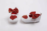 Thumbnail for Tiny Bugs Girls Heart Bow Detailing Booties - White & Red - Distacart