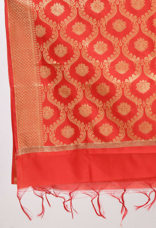 Mominos Fashion Moeza Women's Banarsi Silk All Over Woven Design Red Dupatta - Distacart