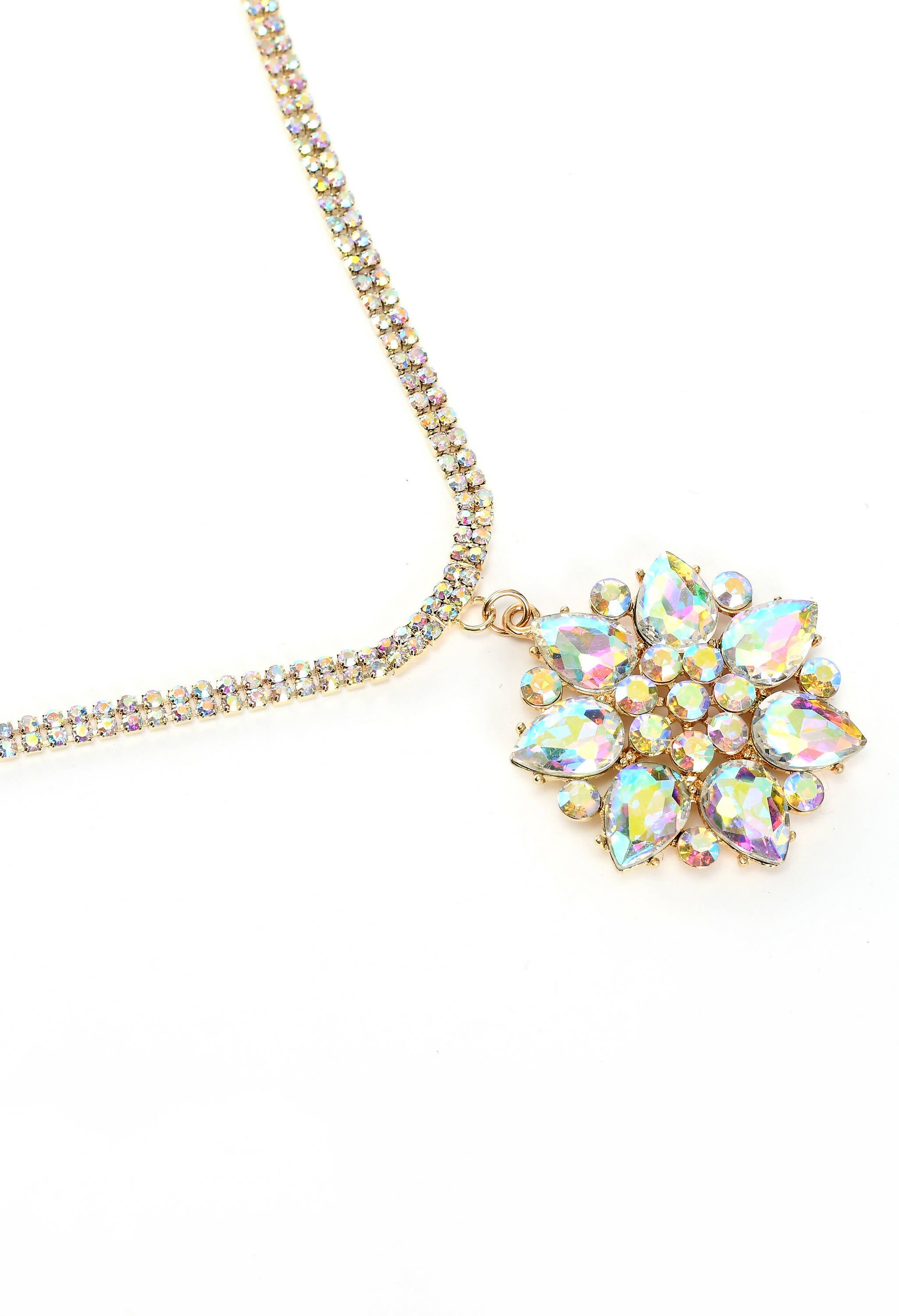 Mominos Fashion Johar Kamal Statement Gold-Plated Finish AD Stone Long Necklace For Women (White) - Distacart