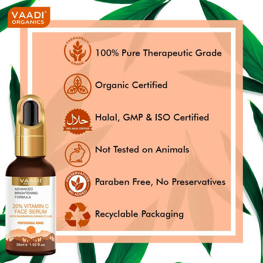 Vaadi Herbals 20% Vitamin C Face Serum With Advanced Brightening Formula - Distacart