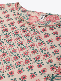 Thumbnail for Yufta Pink Ethnic Motifs Printed Regular Pure Cotton Kurta with Trouser & Dupatta