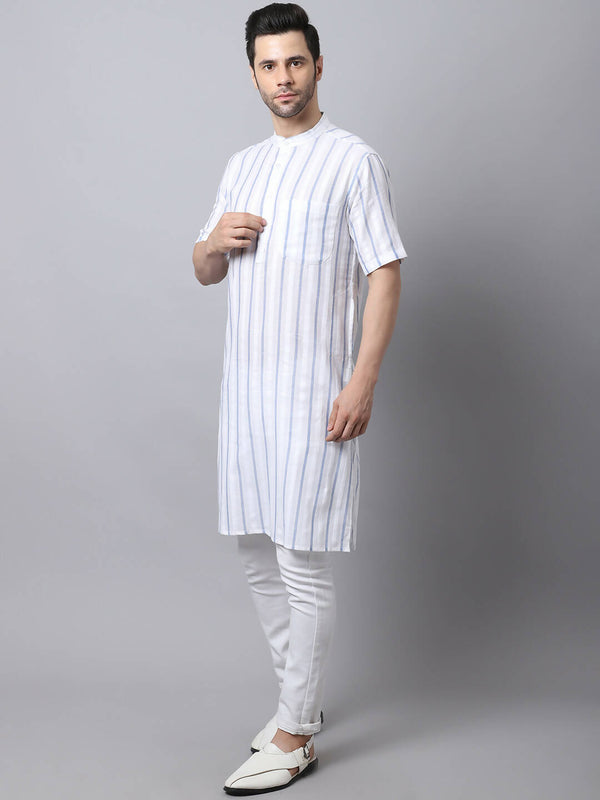 Even Apparels Beige Pure Cotton Kurta With Band Collar - Distacart