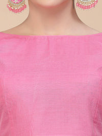 Thumbnail for Pink Silk Blend Woven Design Saree With Unstitched Blouse Piece - Aloki - Distacart