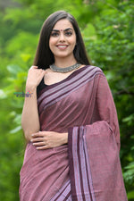 Thumbnail for Very Much Indian Traditional Patteda Anchu Ilkal Handloom Saree-Cast Maroon Tone - Distacart