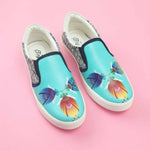 Thumbnail for Tiny Bugs Girls Flower Printed Slip Ons Sneakers - Sky Blue - Distacart