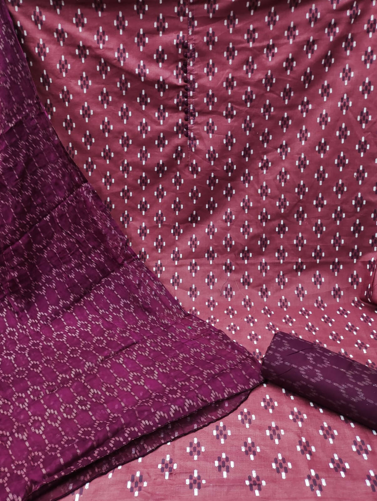 Pink Cotton Printed Unstitched Dress Material - Amara - Distacart