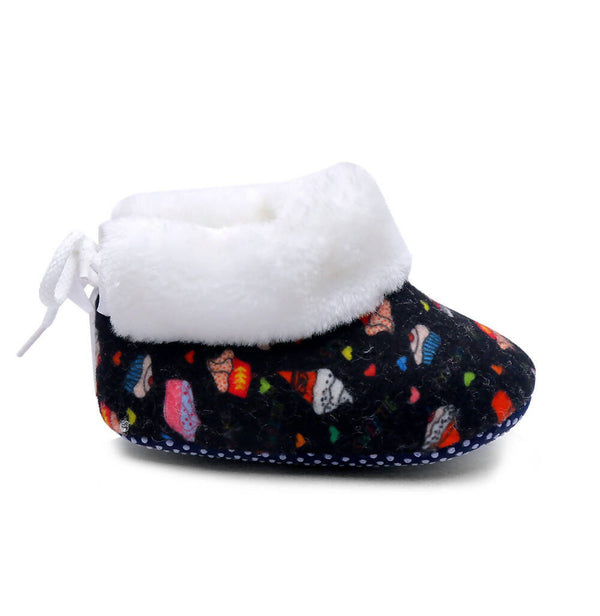 Tiny Bugs Unisex Printed Winter Booties - Black - Distacart