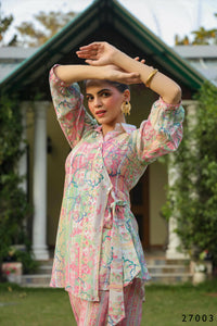 Thumbnail for Women's Casual Fashionable Multi Mull Cotton co-ord set - Anya - Distacart