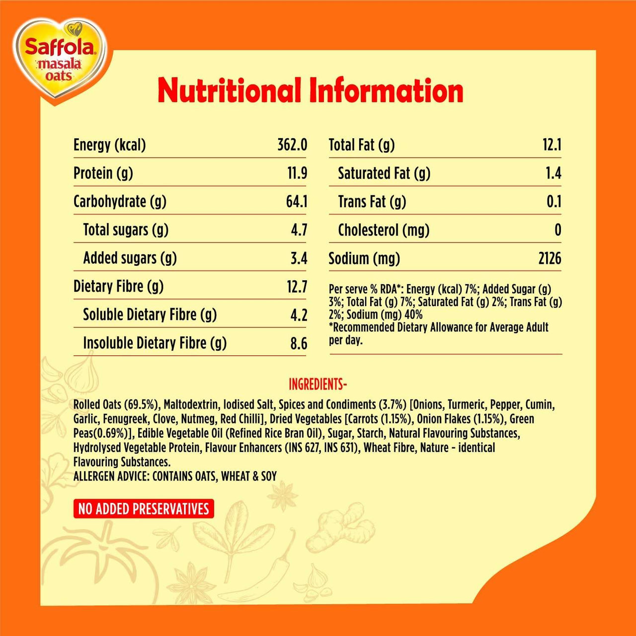 Saffola Masala Oats Classic Masala - Distacart