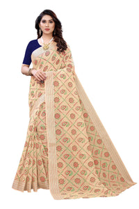 Thumbnail for Vamika Cream Linen Jari Border Saree (CHARVI CREAM) - Distacart