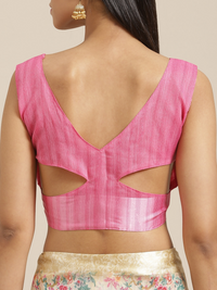 Thumbnail for Saree Mall Cream-Coloured & Pink Floral Print Saree - Distacart
