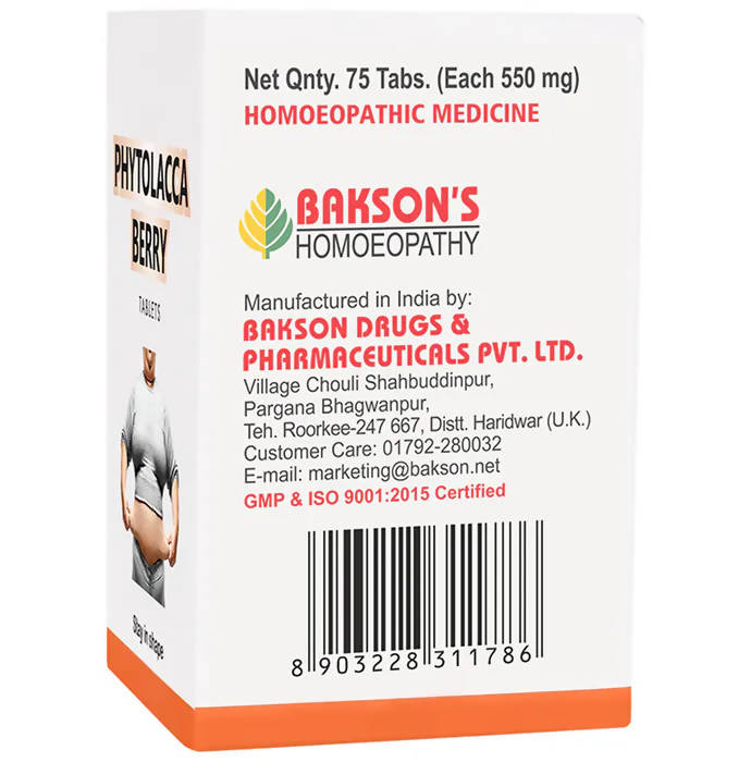 Bakson's Homeopathy Phytolacca Berry Tablets - Distacart