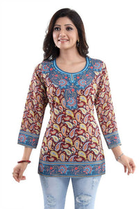 Thumbnail for Snehal Creations Brush-Up Summer Cool Printed Short Kurti Tunic