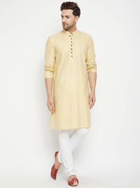 Thumbnail for Even Apparels Beige Pure Cotton Long Men's Kurta With Band Collar - Distacart