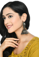 Thumbnail for Mominos Fashion Johar Kamal Oxidised Black-Plated With Ghungroo Jhumkas - Distacart