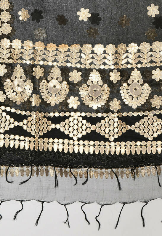 Mominos Fashion Moeza Women Organza Gotta Patti Bridal Dupatta Black Dupatta - Distacart