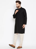 Thumbnail for Even Apparels Black Pure Cotton Band Collar Men's Kurta - Distacart
