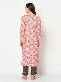 Thumbnail for Yufta Women Red & Beige Printed Straight Kurta