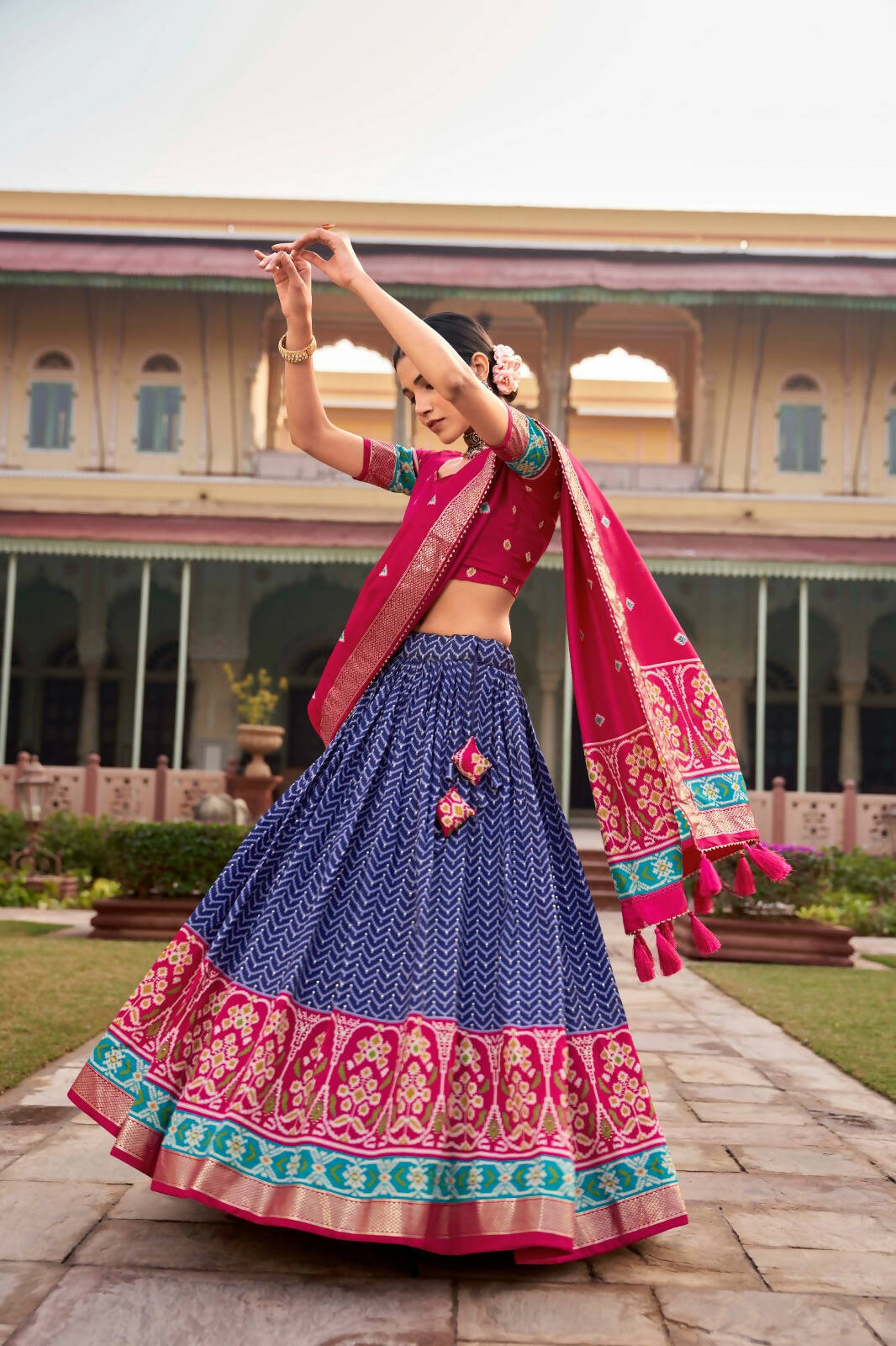 Blue Lehenga Choli for Party Wear Patola Foil Printed Ghagra Choli by Infinity Export - Distacart