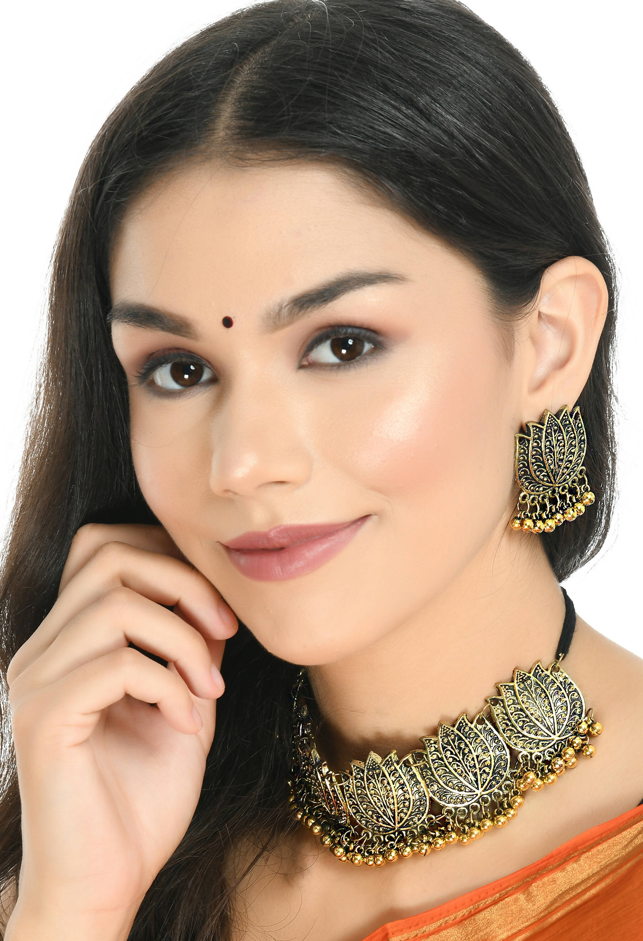 Mominos Fashion Johar Kamal Gold-Plated Brass Finish Lotus Design Choker For Women - Distacart