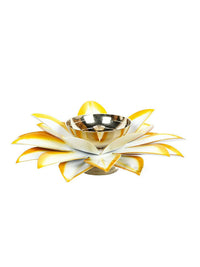 Thumbnail for CraftVatika Gold-Toned Lotus Shaped Diya For Pooja - Distacart