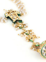 Thumbnail for Women's Gold-Toned White Brass Kundan Gold-Plated Link Bracelet - Ruby Raang - Distacart