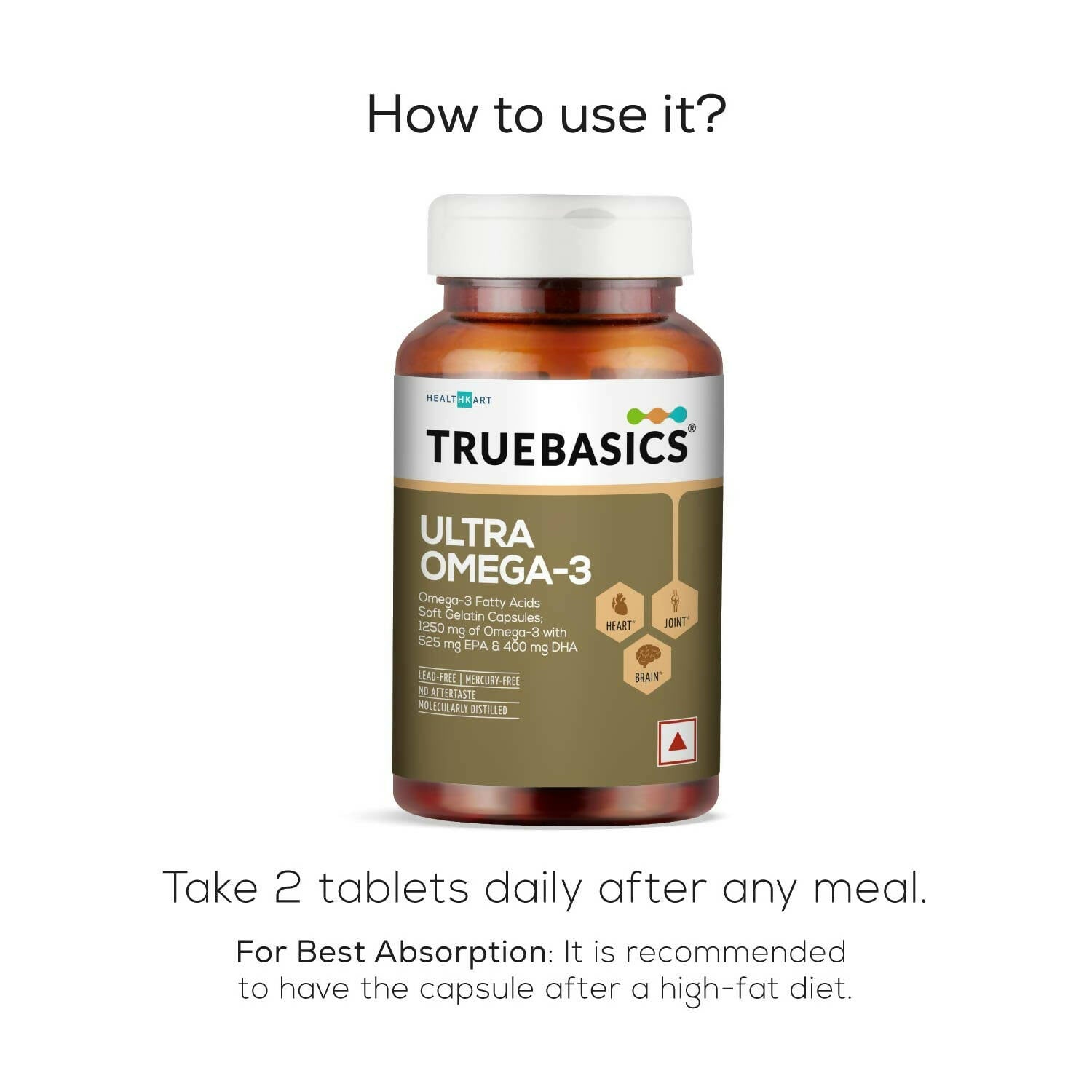 TrueBasics Ultra Omega 3 Fish Oil Capsules for Women & Men - Distacart