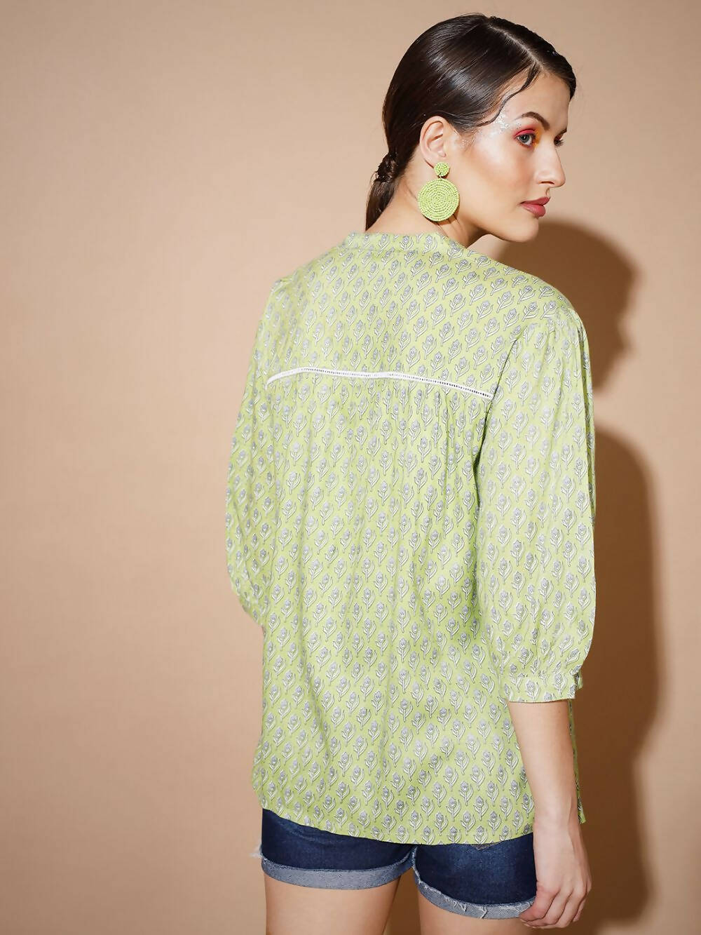 Myshka Women Green Ethnic Motifs Tops - Distacart