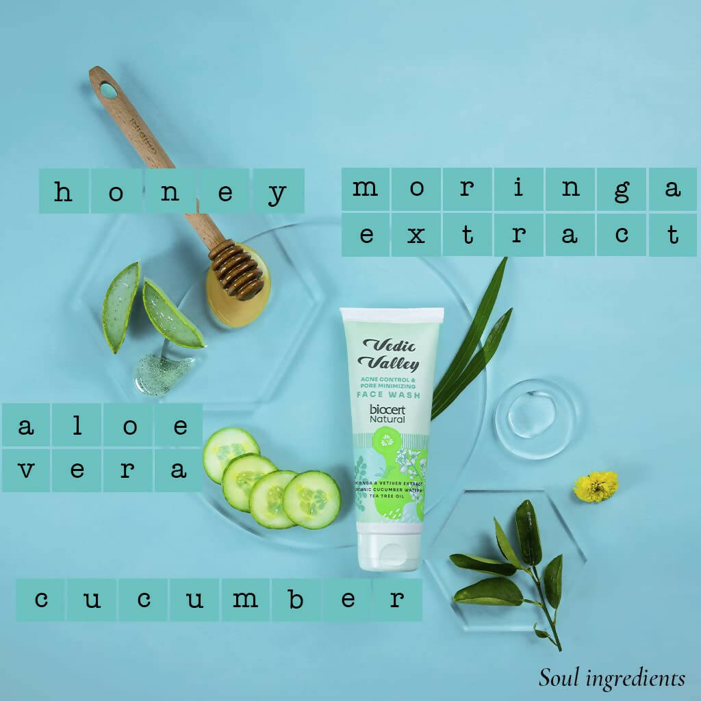 Vedic Valley Acne & Pore Minimizing Face Wash With Moringa & Vetiver - Distacart