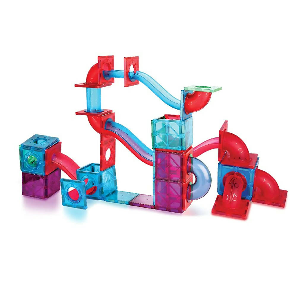 Kipa MagPlay BallRush Magnetic Tiles 101 Pieces with Storage Container Ball Run Set for Kids. 3D Stem Educational Toys. Magnetic Marble Run for Kids - Distacart