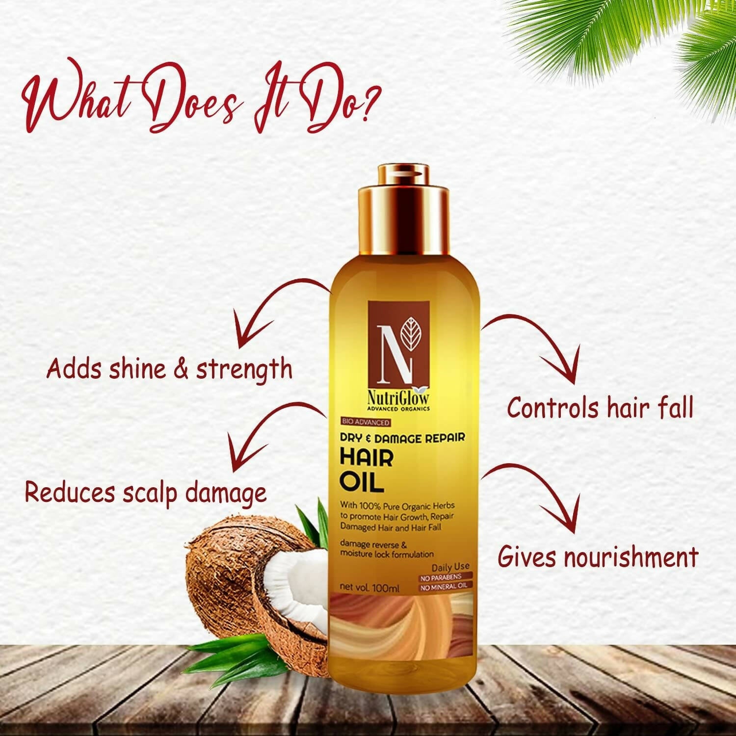 NutriGlow Advanced Organics Bio Advanced Dry and Damage Repair Hair Oil - Distacart