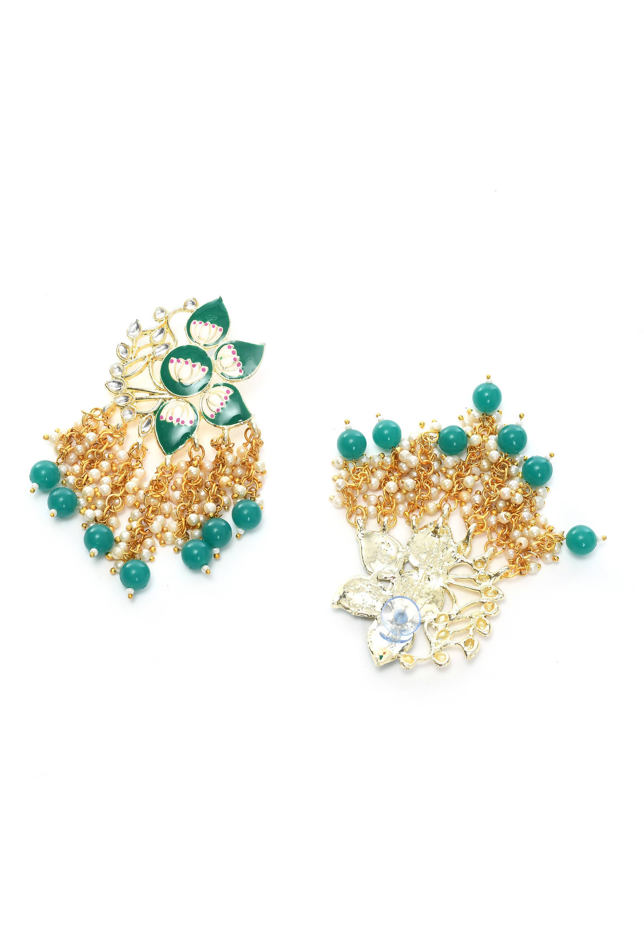Mominos Fashion Johar Kamal Gold-Plated Kundan Green Meenakari Earrings - Distacart