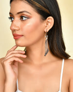 Thumbnail for VOJ Women Rhodium-Plated Drop Chain Earrings Stainless Steel Drops & Danglers - Distacart