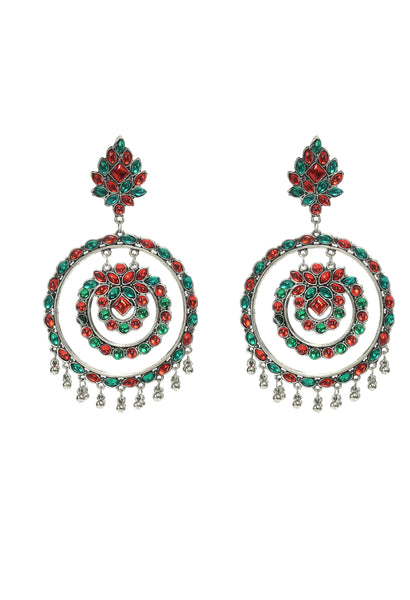 Mominos Fashion Johar Kamal Women's Red & Green Kundan Circles Earrings - Distacart