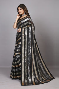 Thumbnail for Malishka Women's Georgette Sequence Embroidery Work Designer Saree With Blouse Piece - Distacart