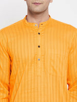 Thumbnail for Even Apparels Men's Pure Cotton Kurta With Band Collar in Yellow Color - Distacart