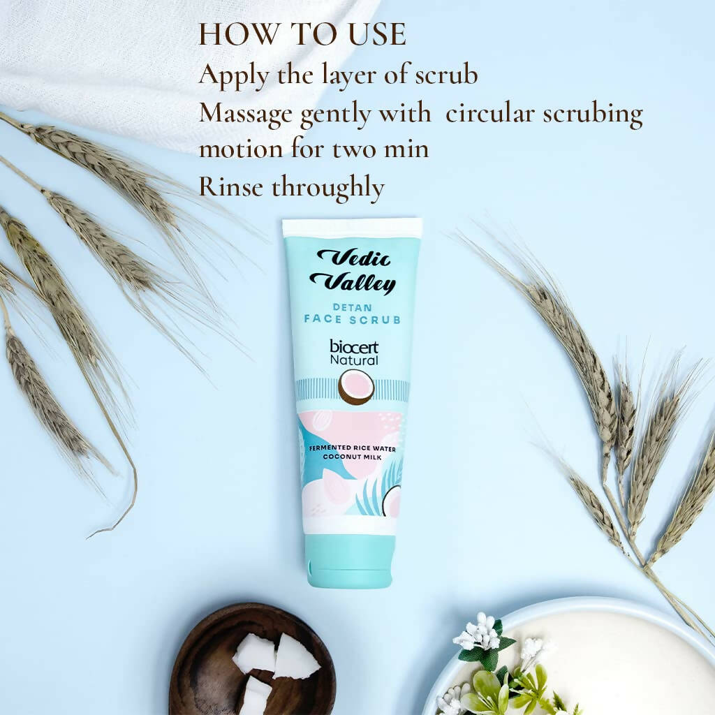 Vedic Valley Detan Face Scrub With Rice Water & Coconut Milk - Distacart