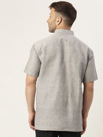 Thumbnail for RIAG Men's Grey Cotton Short Ethnic Kurta - Distacart