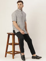 Thumbnail for RIAG Men's Grey Cotton Short Ethnic Kurta - Distacart
