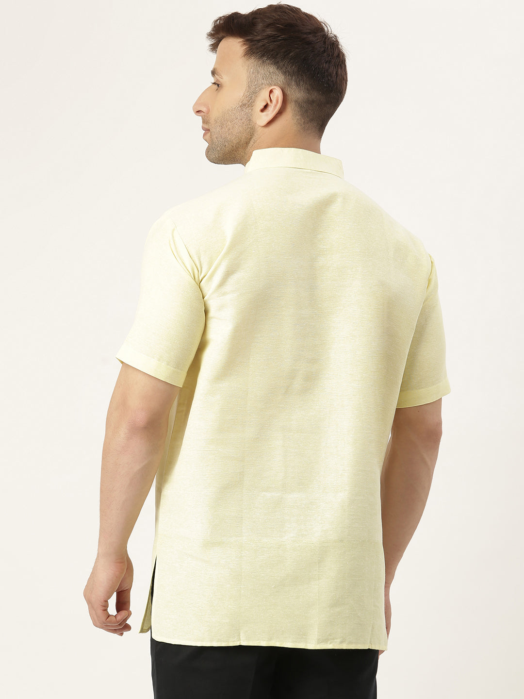 RIAG Men's Yellow Cotton Short Ethnic Kurta - Distacart