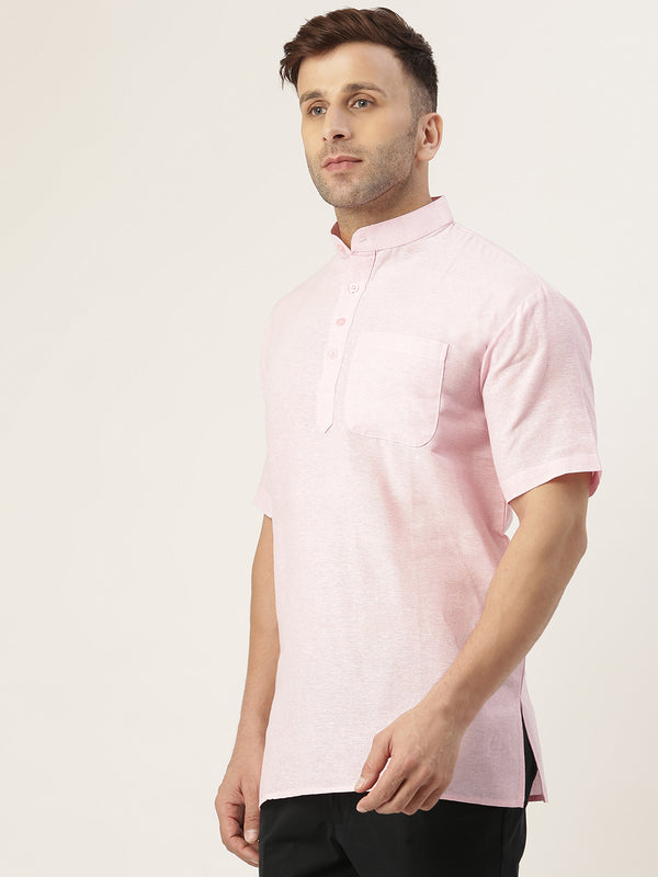 RIAG Men's Pink Cotton Short Ethnic Kurta - Distacart