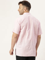 Thumbnail for RIAG Men's Pink Cotton Short Ethnic Kurta - Distacart