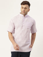 Thumbnail for RIAG Men's Purple Cotton Short Ethnic Kurta - Distacart