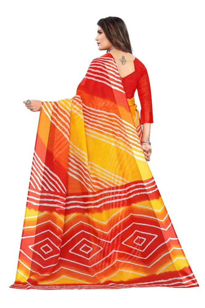 Vamika Red Linen Satin Border Saree