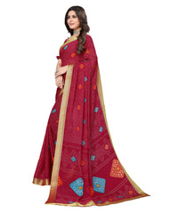 Thumbnail for Vamika Maroon Georgette Printed With Lace Saree - Distacart